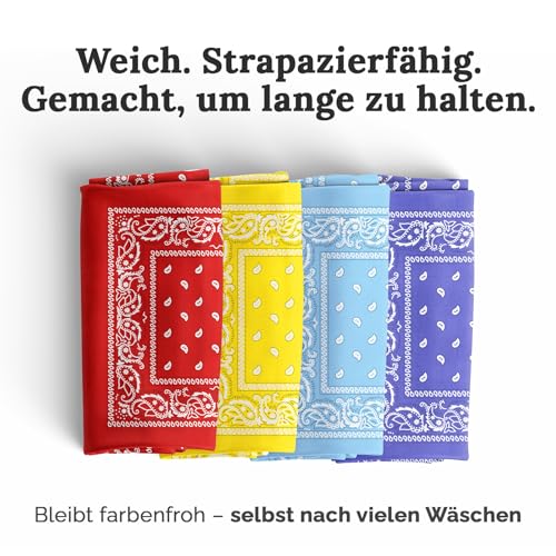 ZENO Gelb Bandana – 100% Baumwolle & Natürliche Fasern – Gelb Halstuch Ohne Polyester – Hochwertig, Weich, Langlebig & Waschmaschinenfest – Bandana Herren & Damen – Unisex & Kinder