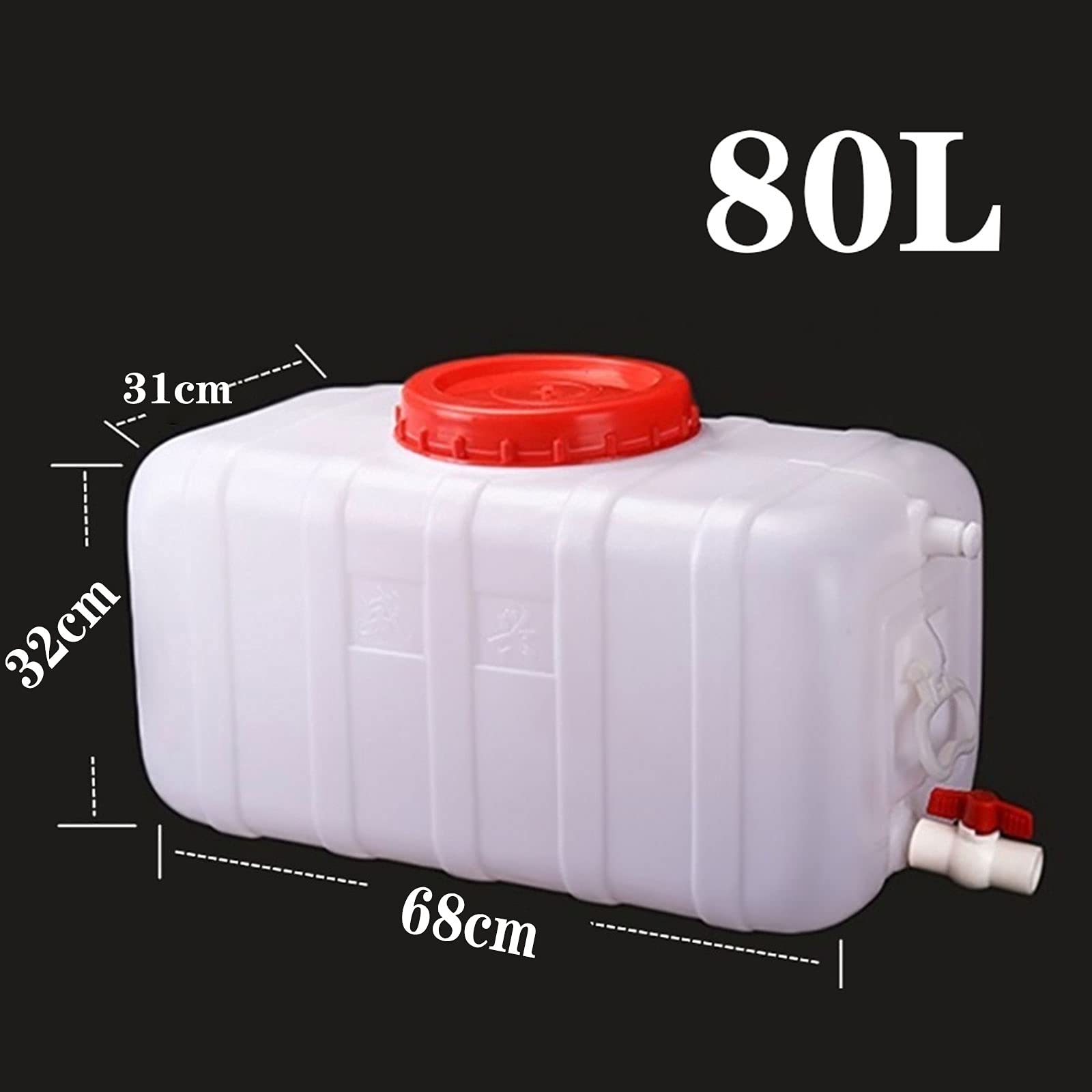 Depósito de agua Contenedor de agua de plástico Cubo de emergencia Transportador de agua 80L Cubo de agua portátil con un grifo Material plástico insípido Almacenamiento de agua al aire libre para
