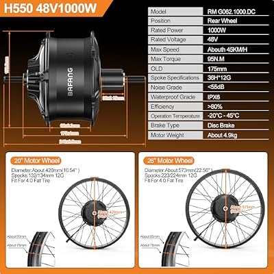 BAFANG Ebike Conversion Kit 48V 1000W - Rear Hub Motor for 20 & 26 Fat Tire Bikes with Display Options (No Battery Included) | Conquer Deep Snow, Winter Trails, Sand & Off-Road Terrain