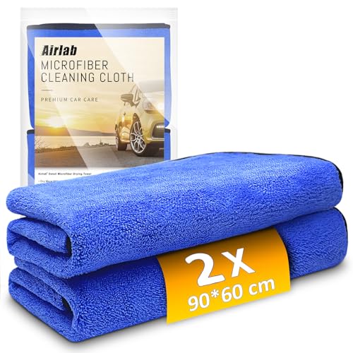 Airlab 2X Large Microfibre Car Cleaning Cloths 90x60cm XXL, 500GSM Dual-Sided Drying Towels for Auto Detailing, Motorcycles Polishing, Vehicles Washing, Lint-Free Streak-Free Highly Absorbent option