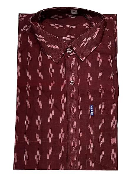 Image of Odisha Handloom 100% Pure Cotton Sambalpuri pasapali Half Shirt fabric for Men /Boys Odisha Traditional Shirt Tie-Dye Craft, Soft & Breathable Weave Cotton Material