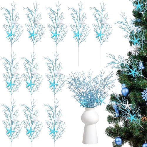 Gejoy 12 Pcs Blue Coastal Christmas Decor for...