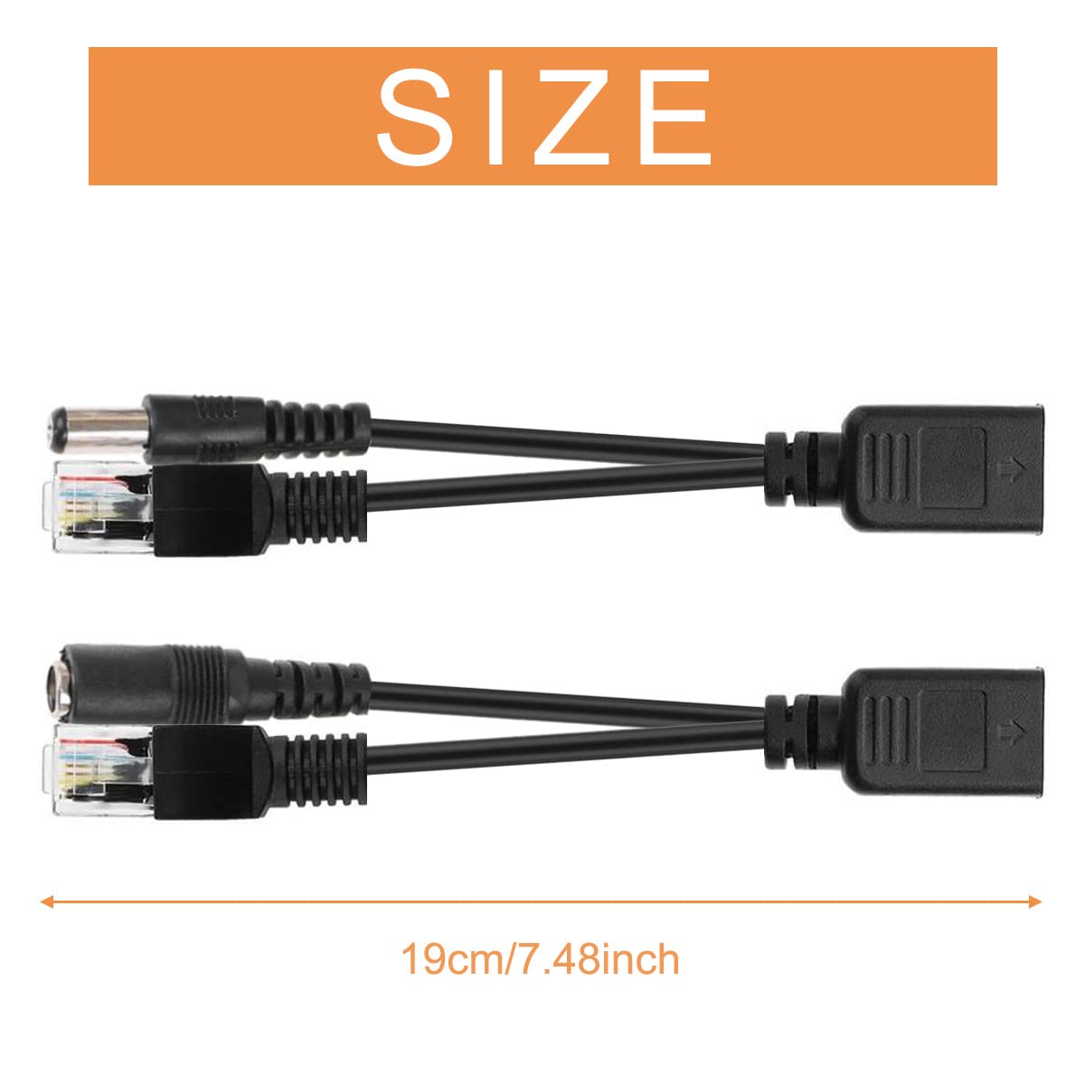 PoE Splitter 12V RJ45 per iniettore PoE Ethernet passivo RJ45 Adattatore Power Over Ethernet per telecamera di sicurezza IP con spina CC 5,5x2,1 mm, 4 paio