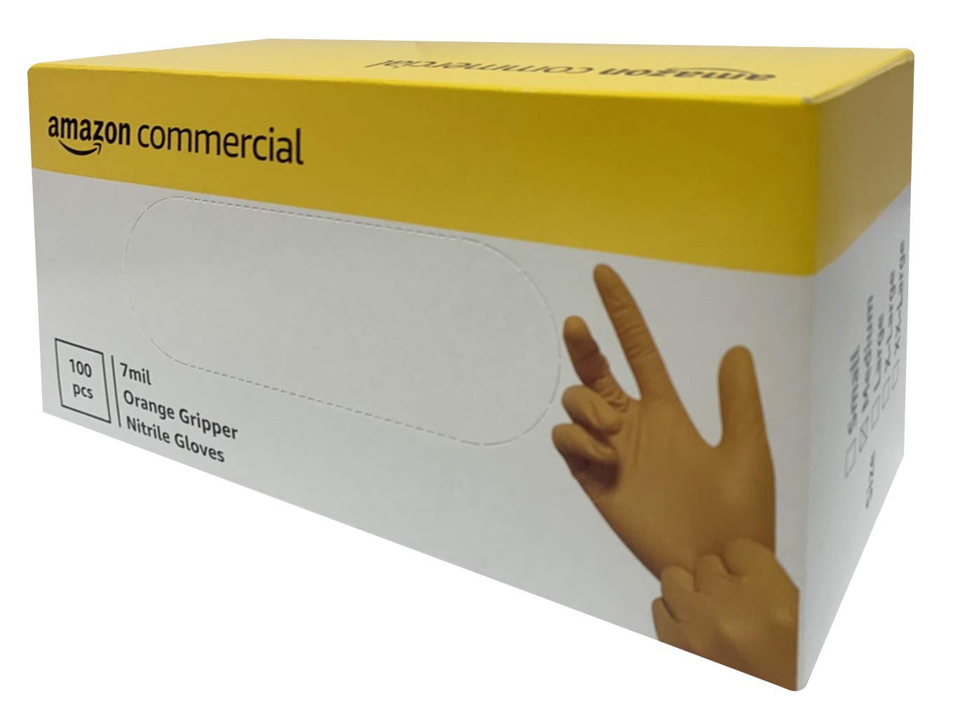 AmazonCommercial Powder Free Disposable Nitrile Gloves, Pack of 100, 7 mil, Orange, Tyre-Tread Textured, 240mm, Size Medium