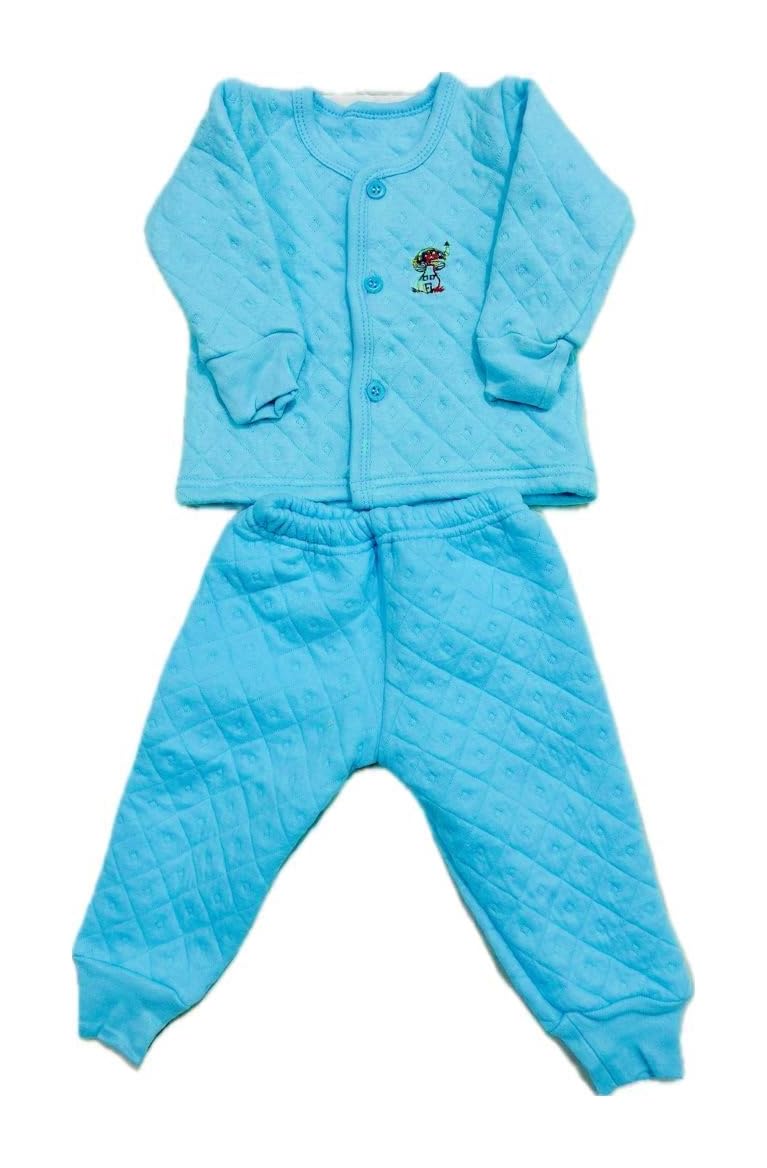 BabyNur - Winter Season Full Sleeves Shirt & Pant Set for Newborns Baby Boy and Girl - Extra Soft Imported Unisex (0-3 Months, Blue)