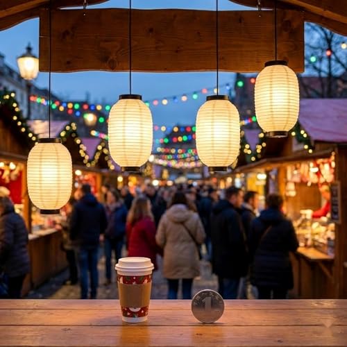 Image of LOGOFUN 4Pcs Japanese Style Hanging Lantern 8 Inch | Paper Material; Waterproof; For Sushi Bar Traditional Restaurant Indoor Outdoor Decoration; White