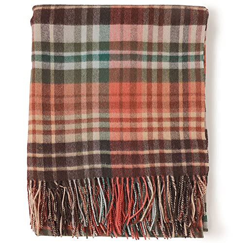 VRBFF Manta escocesa de lana escocesa de tartán, manta grande de lana pura, multiusos, 190 x 140 cm, 5 colores a elegir (multicolor)