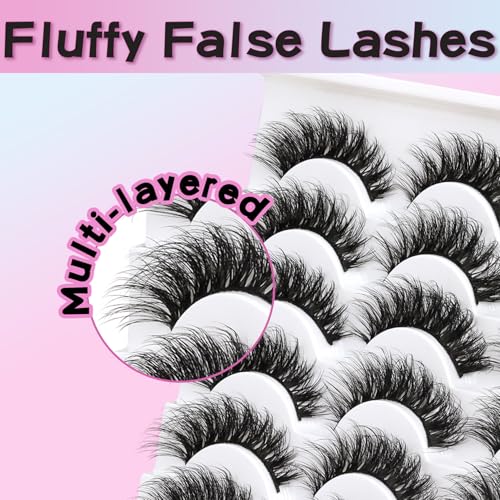 Losha Lashes 14 Pairs Fluffy False Lashes Soft Handmade Fake Eyelashes Vegan Cat Eye Lashes That Like Lash Extensions thumb #4