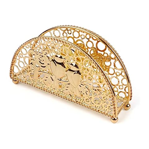 Servietten Halter, KINHARD Metall Serviettenhalter - Aufbewahrungsbox für Gewebe mit Unterschiedlichen Gitterformen, Gold Serviettenständer für Haus, Tisch, Party Cover