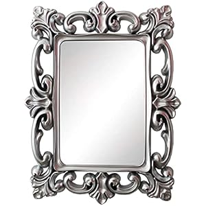 Barok spiegel zilver, wandspiegel antiek rechthoekig, vintage wanddecoratie 83 x 58 cm, wandspiegel, decoratieve spiegel…
