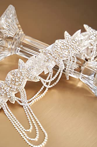 Babeyond 1920S Flapper Headpiece Roaring 20S Headband Great Gatsby Headband Chain For Women Vintage Hair Accessory (White) #TOP2