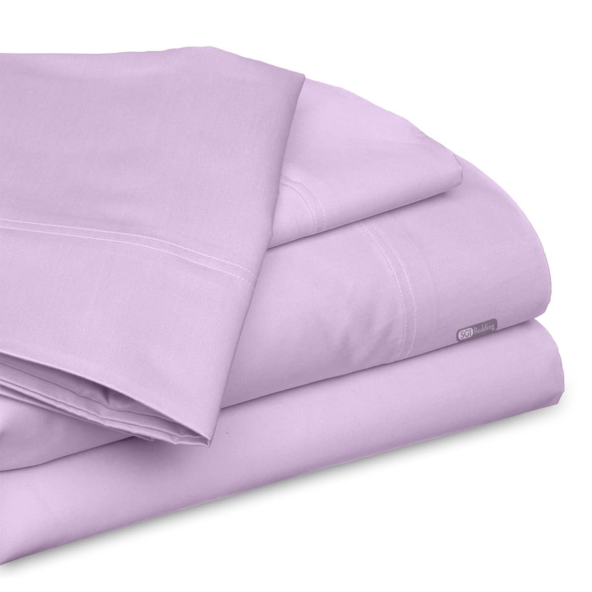 SGI King Size Sheet 1000 Thread Count 100% Egyptian Cotton Bed Sheets, Lilac Solid Sateen Weave for Soft & Silky Feel Long Staple Cotton Deep Pocket up to 15-inch Mattress
