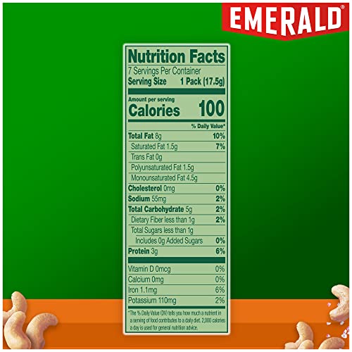 Emerald Nuts, Cashews Roasted & Salted, 100 Calorie Packs, 7 Ct, 4.34 Oz #TOP4