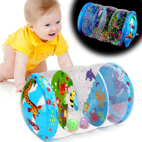 Crawling & Walking Baby Toys 6-12 Months Glowing Jumbo Inflatable Rolling Infant Toy 7 8 9 10 12-18 Month Old Tummy Time Development Light Up Toys for 1 2 Year Old Boy Girl Christmas Birthday Gifts