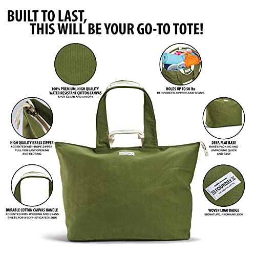 Foundry By Fit + Fresh, All The Things Tote Bag, Luggage, Travel Duffle Bag, Weekender Bags For Women, And Beach Bag, Olive 27.5” X 12” X 18.5” #TOP2