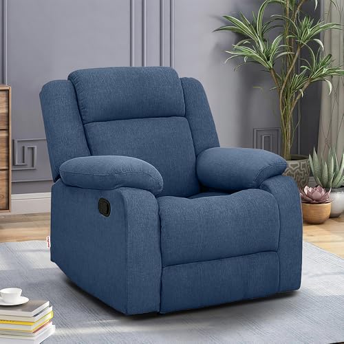 Duroflex Avalon - Single Seater Premium Fabric Recliner Sofa | 3 Recline Modes | Soft Cushioning | 3 Years Warranty | Durable Wooden Frame | Superior Back Support - Twilight Blue