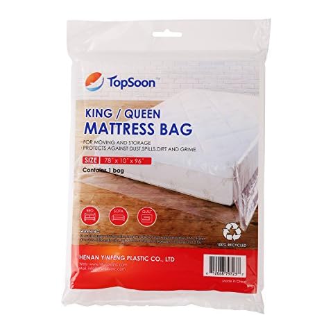 TopSoon Mattress Bag for Storage Mattress Disposal Bag King/Queen Size Clear Cover