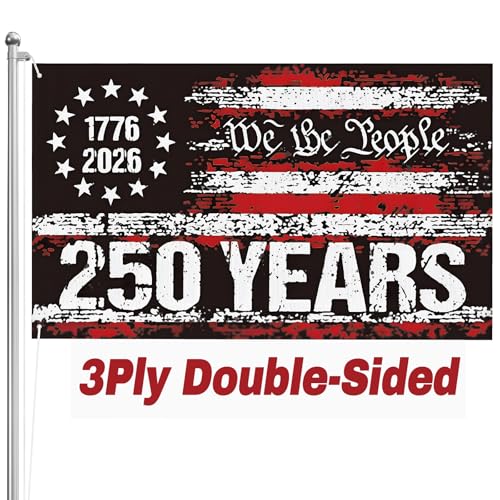 250th Anniversary American Flag 3x5 FT 3-Layer Double-Sided Print Fade Resistant & Reinforced Brass Grommets 1776-2026 USA 250 Years of Freedom Patriotic 4th of July We The People Outdoor Flag