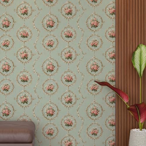 Image of PAPER PLANE DESIGN Vintage Floral Vinyl Self Adhesive Wallpaper Peel & Stick, Waterproof, Stain-Proof & Easy to Clean | 16 in X 90 in, Decor for Bedroom, Hallway, Living Room (C)