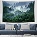 DLERFLOVR Arazzo da Parete Alberi Densi - Arte Murale Foresta Nebbiosa Appendere Alla Parete Multiuso Arte Murale Estetico per Soggiorno, Camera da Letto, Dormitorio Decor - 230x180 cm, Verde Scuro immagine