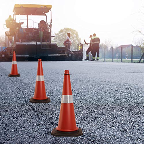Image of LADWA Road Traffic Cone, Pack of 2 cones 750mm, with 2 mtr chain + 2 hooks, (Safety Cone, Traffic Safety Cone, Road Safety Cone with Reflective Strips Collar)