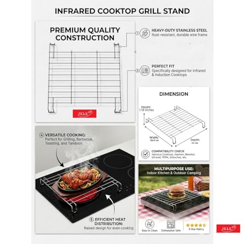Image of J K b K Grill Stand for Infrared Cooktops - Universal - Stainless Steel - 11.50″ x 8.50″ for Cooktop
