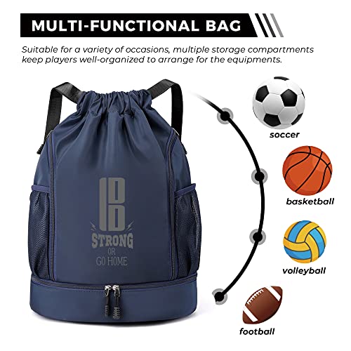 Brooman Youth Soccer Bags Boys Girls Backpack For Soccer Basketball Volleyball & Football With Ball Compartment Navy-7 #TOP4