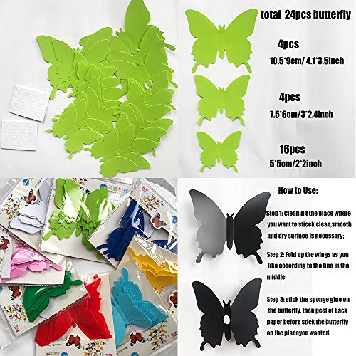 Stickers de mariposa 3D rojo 24 piezas decorativas miniatura 4
