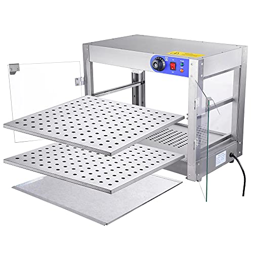 WeChef Commercial Countertop Food Pizza Warmer 2-Tier 24x15x20 inch Pastry Heater Display Case for Buffet Restaurant