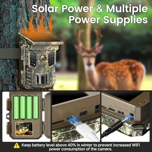 XTU Solar Trail Cameras WiFi, 64MP 4K Night Vision, IP66 Waterproof - 4