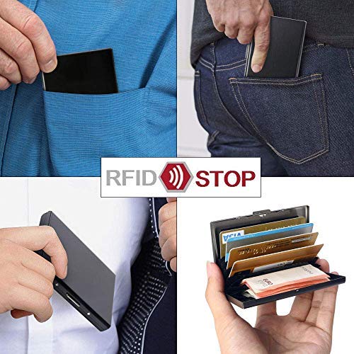 Vicloon Porta Carte, RFID e NFC Blocking Porta Tessere Credito in Acciaio Inox per Uomini e Donne,Portafoglio Elegante Viaggi Business,ID,Assicurazioni,di Debito ecc