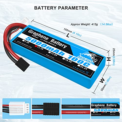 Batterie Lipo 2S 8000mAh 130C Pour RC – Haute Performance, Connecteur T 5mm, 7,6V – Compatible Slash VXL, E-Maxx Brushless