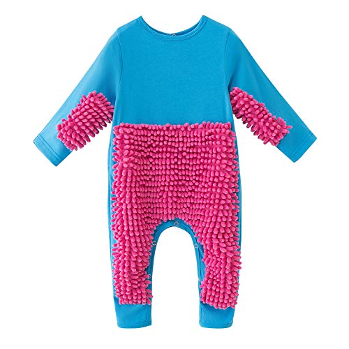 Newborn Infant Baby Girls Boys Mop Jumpsuit Crawling Romper Long Sleeve Funny Playsiut 0 to 24M3