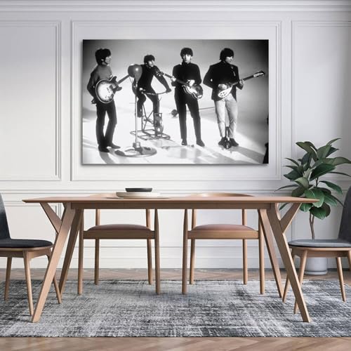 Poster décoratif sur toile The Beatles Star noir et blanc – 50 x 75 cm - Les Beatles, Paul McCartney, John Lennon, RIngo Starr, George Harrison Poster décoratif sur toile The Beatles Star noir et blanc - 50 x 75 cm – Image 5