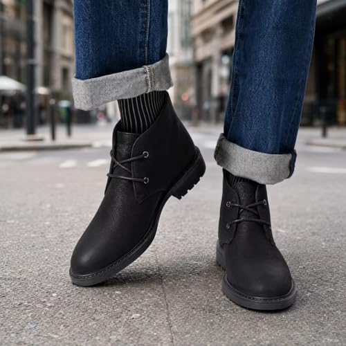 Image of Arkbird Chukka Boots for men, Grainy Leather Lace-up Ankle Boot Fashion and Comfort Casual Oxfords