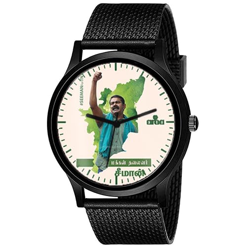 AROA Watch New Watch for Naam Tamilar Seeman Model : 948 Black Metal Type Analog Black Strap Watch White Dial for Men Stylish Watch for Boys- (B0CFHC2HVC) Amazon Price History, Amazon Price Tracker