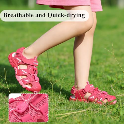 Image of JMFCHI Boys Girls Sports Sandals Summer Kids Closed Toe Outdoor Sandals Athletic Water Shoes Sandals Child Pool Beach Sandals Quick Drying Slip Resistant | Little /Big Kid,Comfortable lightweight,Non-slip soft sole,Hook-and-loop closure,Easy wear,Anti-collision toe,Daily casual