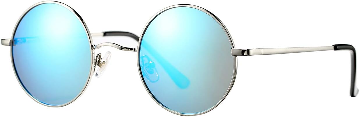 PORADAYPORADAY Circle Lennon Glasses Retro Round Polarized Sunglasses Hippie Style Small Circle Sun Glasses