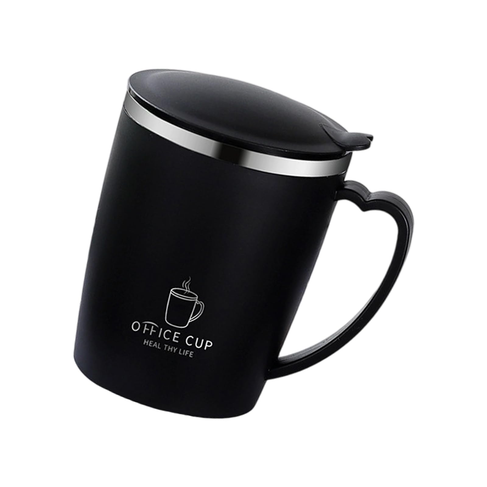 Nucelit Modern Insulated Drinking Cup with Cover Handlle Mug Temperature Retention Hot Cold Beverage Container Stainless Coffee Cup with Cover