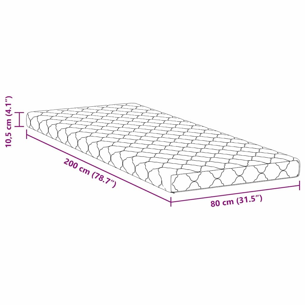 Materac biały, 80 x 200 cm, żakardowy materiał z warstwą kokosa, rdzeń piankowy 10,5 cm, na łóżko pojedyncze, średni komfort do sypialni i gości