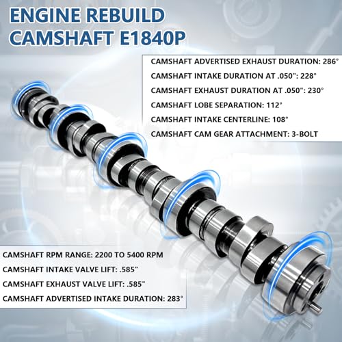 Image of E1840P Stage 2 Camshaft Kit with Lifters| Head Gaskets | Springs | Pushrods | Seals | Bolts Set | Oil Pumps | Chain Compatible with 1997-2006 LS 4.8 /5.3 /5.7 /6.0 GMC Chevrolet Sierra Tahoe