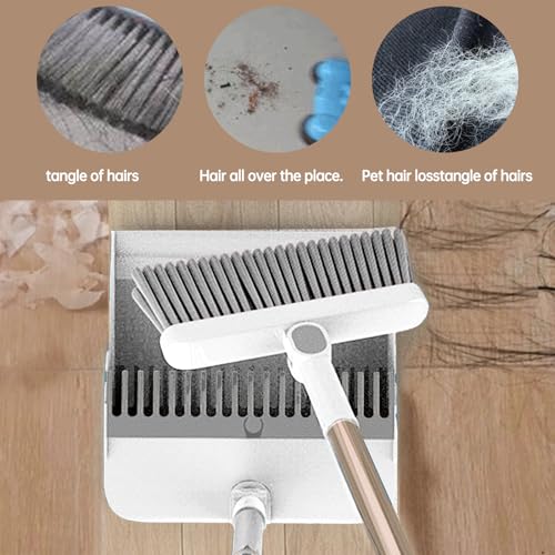 Besen mit Stiel,Osuter Kehrschaufel Set,3 in 1 Aufrechter Besen und Kehrschaufel Set,Besen und Kehrschaufel Set,Multifunktional Kehrset Kehrgarnitur mit Langem Stiel(Weiß) – Bild 5