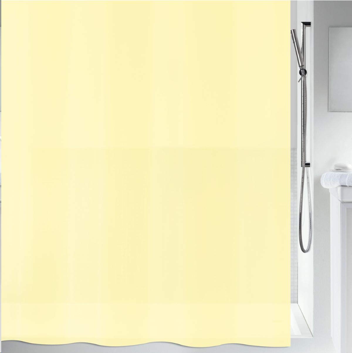 SPIRELLA Bio Collection, Textile Shower Curtain, 180 x 200, 100% Polyester, Yellow, PEVA