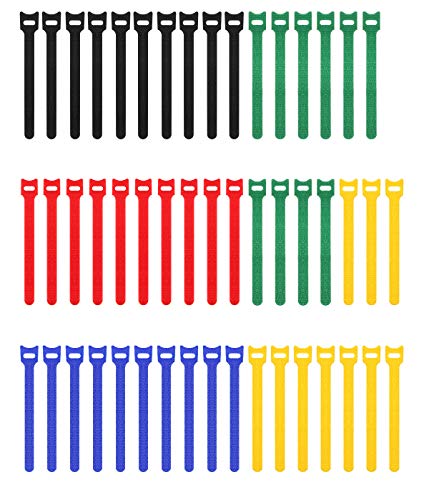 Pasow 50pcs Reusable Fastening Adjustable Cable Ties Wire Management (7 Inch, Multicolour)