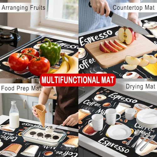 Image of Nuxovilar Stove Top Cover for Electric Stove, 20x28 Inch Polyester Glass Cooktop Protector with Coffee Drink & Cup Motif, for Kitchen Decor & Daily Use