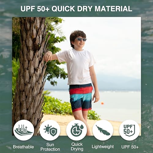 Image of Kanu Surf Boys' Toddler Troy Stripe Swim Trunks