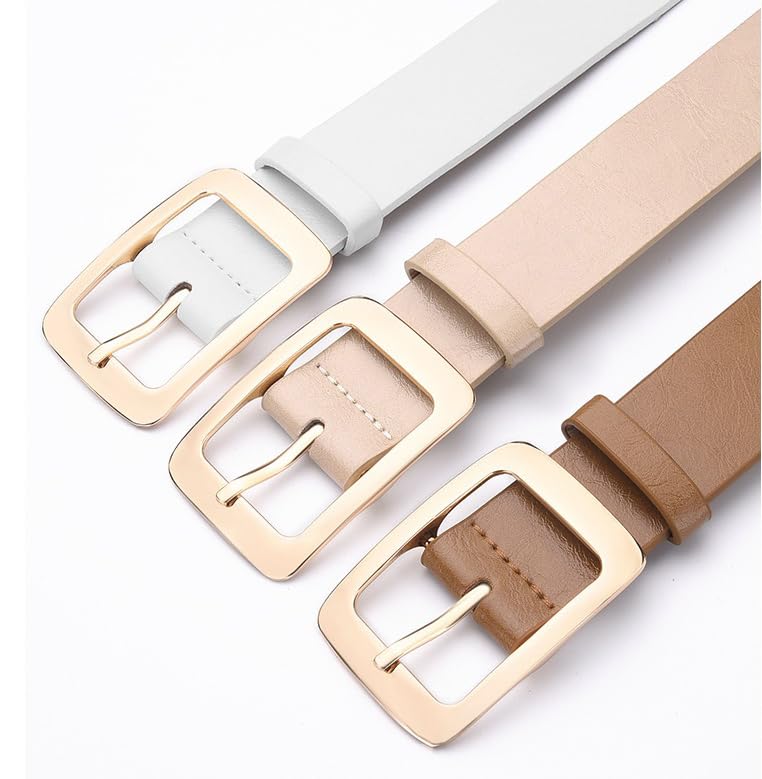 Women's Leather Belt with Gold Pin Buckle, Casual Waist Belt for Jeans, Pants3