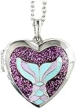 Purple Mermaid & Silver Heart Locket Necklace | Sparkly Glitter Animal Pendant | Secret Inside Storage