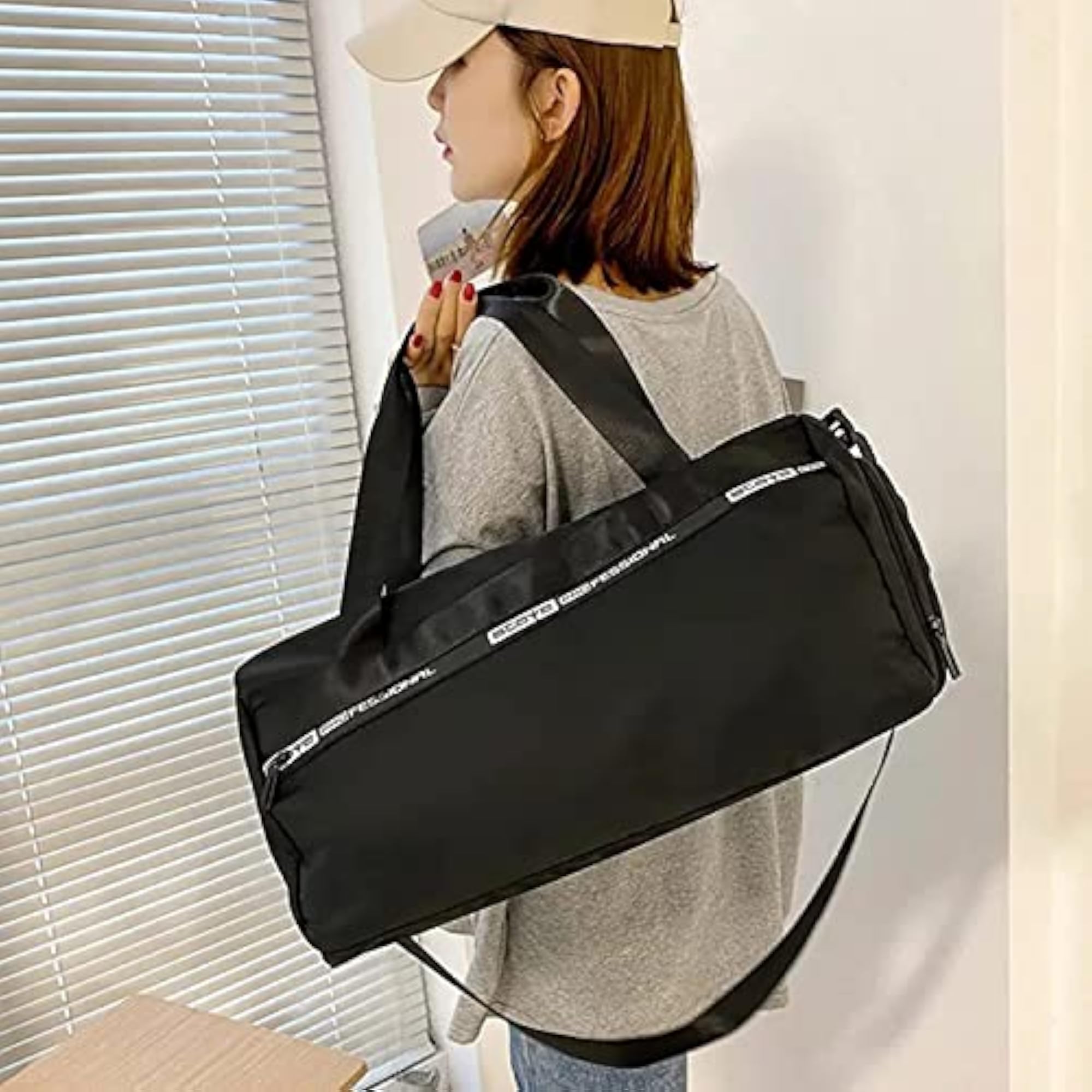 Foldable Duffel Gym Sport Bag with Travel Shoulder Strap
