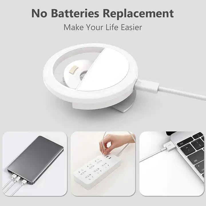 Miniatura 3 de Anillo de luz para selfie para iPhone  Batería recargable  Luz LED portátil para iPhoneAndroid Phone Fotografía Cámara Video  3 niveles de luz